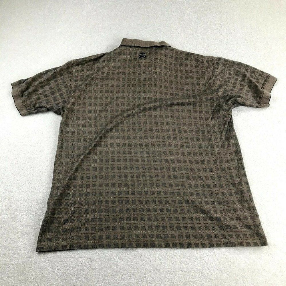 Pebble Beach Polo Shirt Mens XL Brown Checkered Short Sleeve Pullover 3 Button - Picture 3 of 7